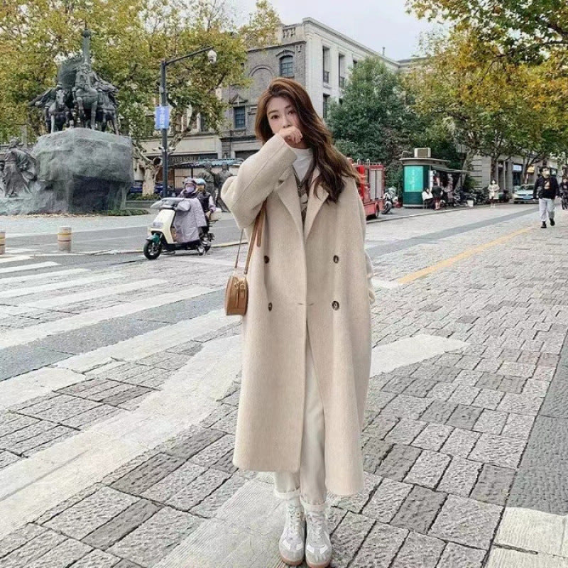 Women Elegant Double-Breasted Wool Coat Lisslune