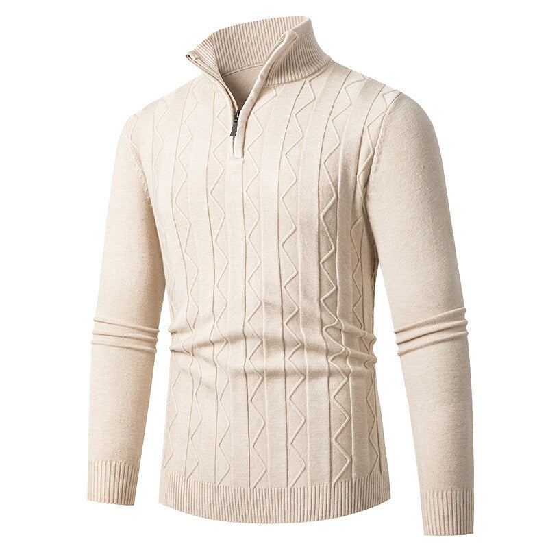 Men's knit sweater with stylish zipper and cable pattern Lisslune