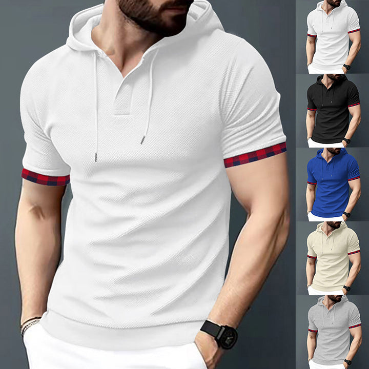 Men's Short Sleeve Shirt with Hood and Modern Accents Lisslune