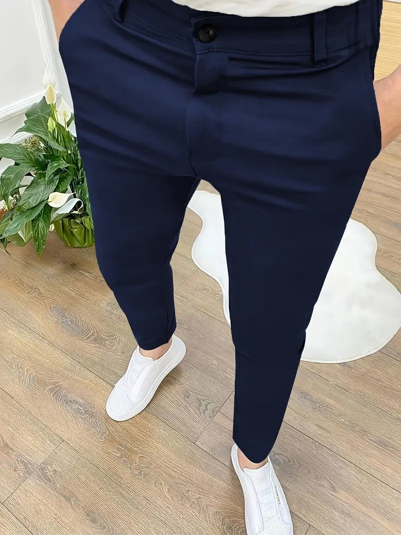 Men's Fashion Slim-Fit Pants with Elastic Waistband and Practical Pockets Lisslune