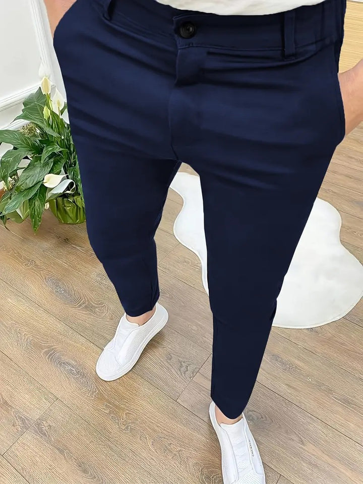 Men's Fashion Slim-Fit Pants with Elastic Waistband and Practical Pockets Lisslune
