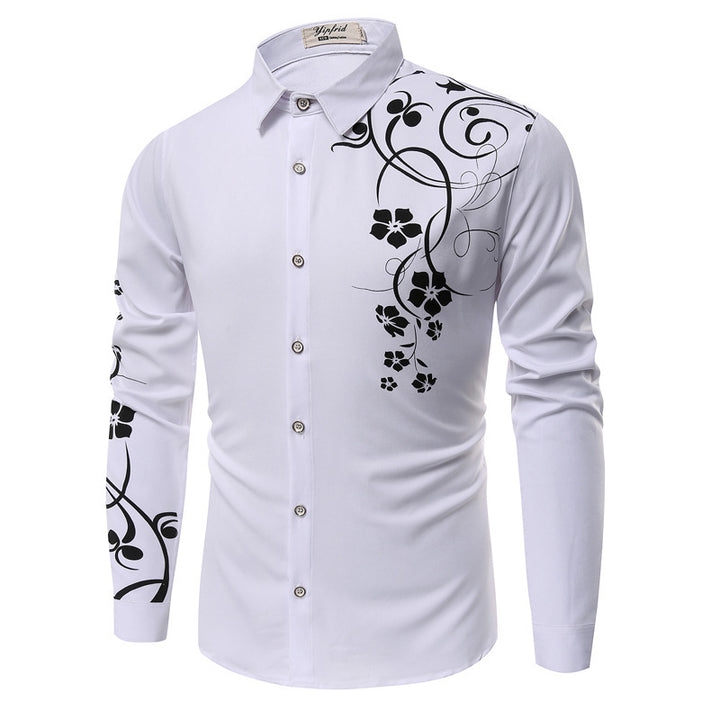 Men's fashion long-sleeve shirt with floral design Lisslune