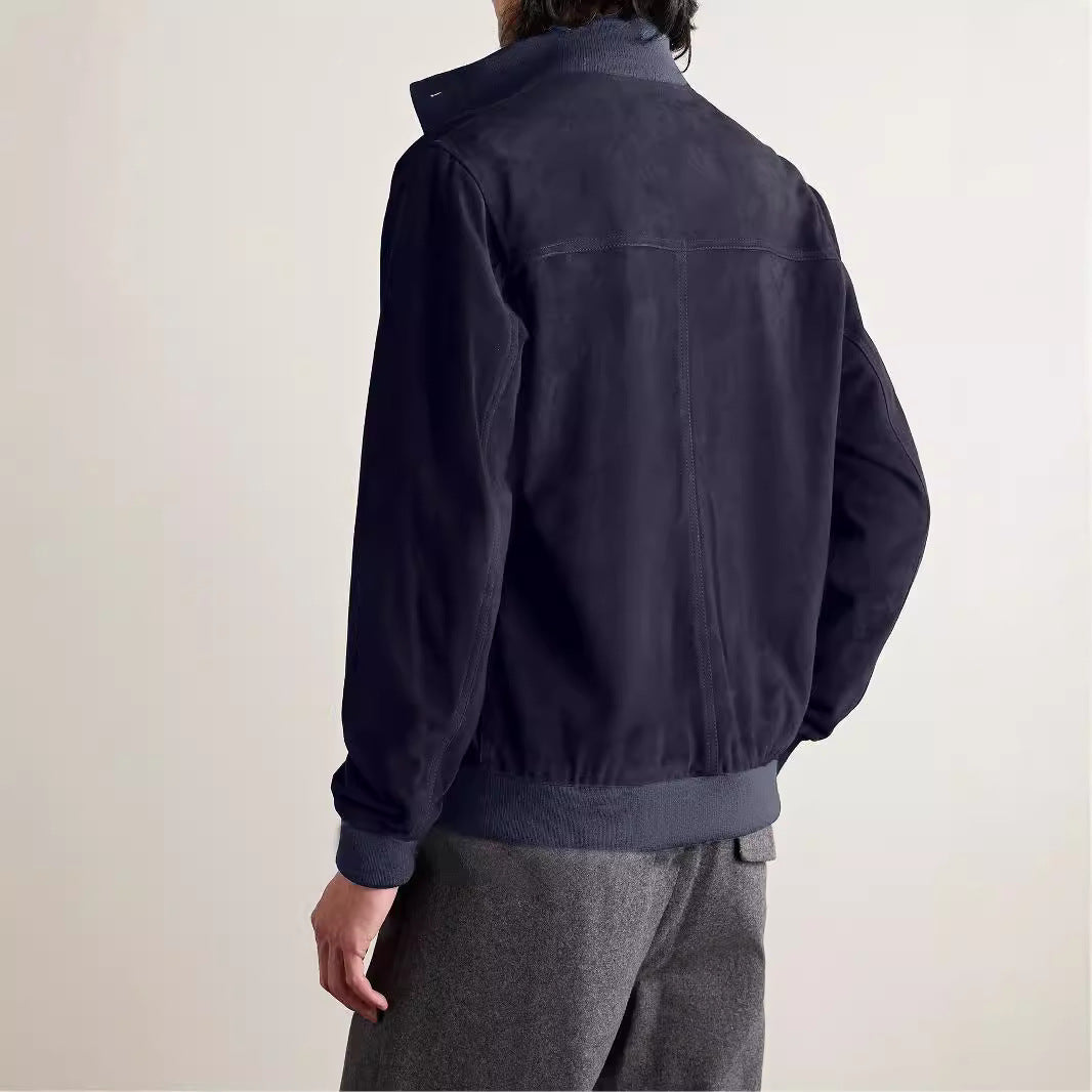 Men's fashionable transitional jacket with high collar and patch pockets Lisslune