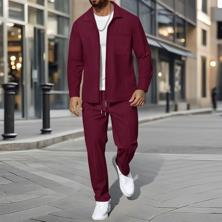 Men's sporty leisure set with zipper and practical pockets Lisslune