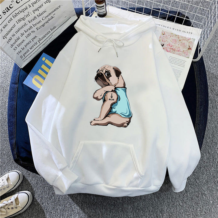 Women's hoodie with cute pug design Lisslune