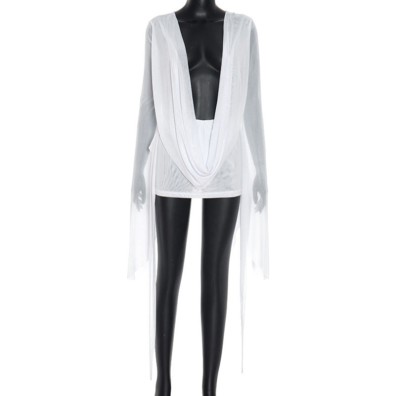 Women's Flowing Kaftan with Wide Sleeves and Deeper Neckline Lisslune