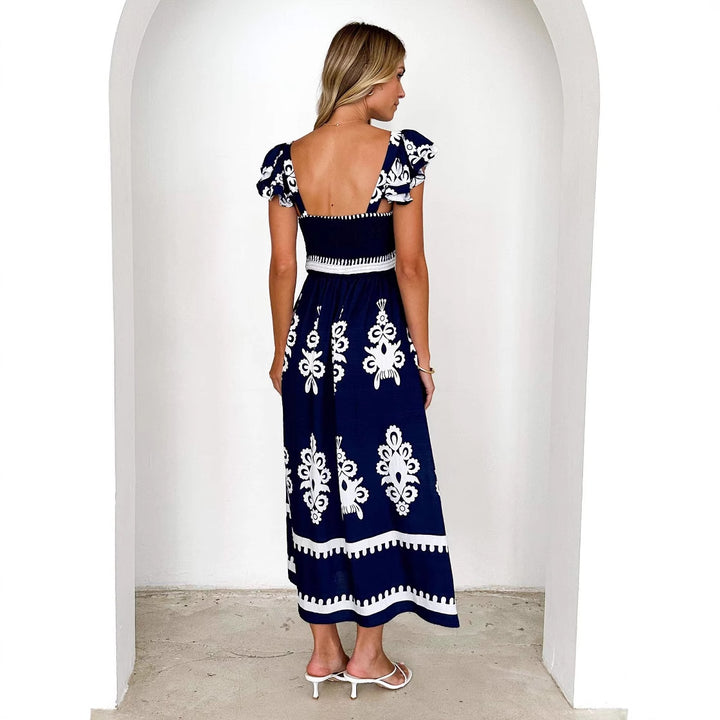 Women's maxi dress with floral embroidery and ruffle details Lisslune