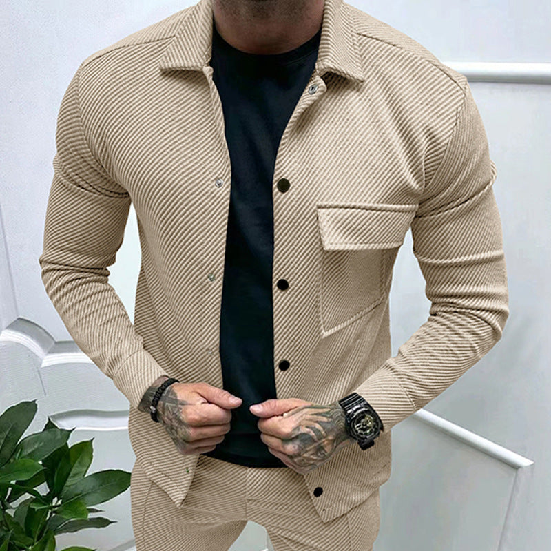 Men's casual jacket with striped design and practical pockets Lisslune
