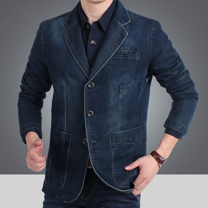Men's Casual Denim Blazer with Practical Pockets Lisslune