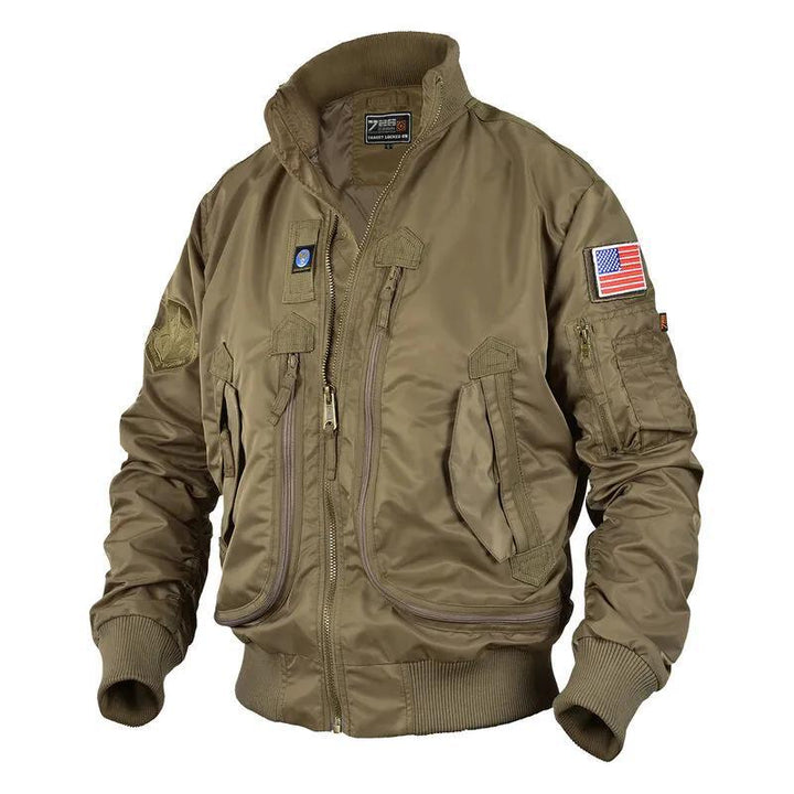 Men's Multifunctional Pilot Jacket with Practical Pockets and High Collar Lisslune