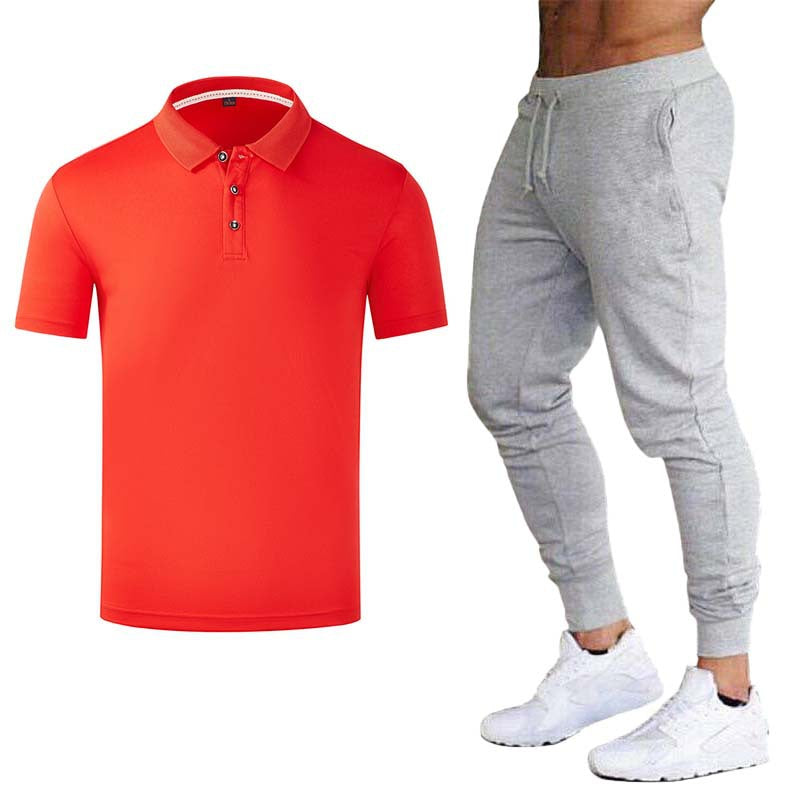 Men's Sporty Polo Shirt with Fashionable Accents and Sweatpants Lisslune