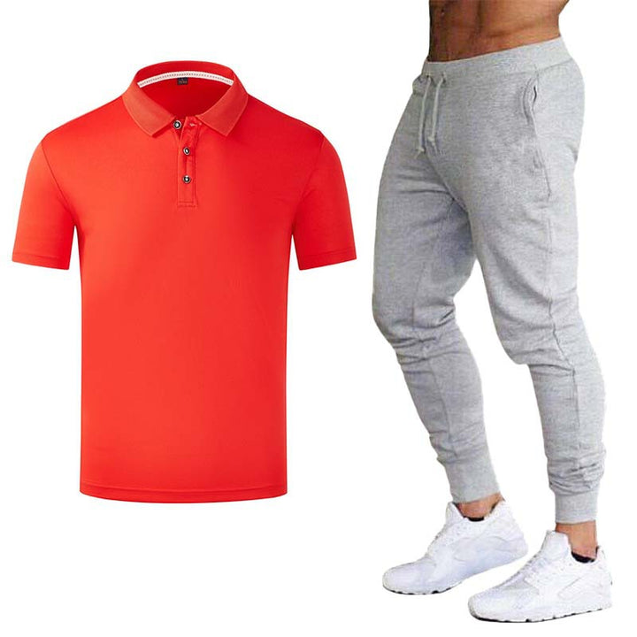 Men's Sporty Polo Shirt with Fashionable Accents and Sweatpants Lisslune