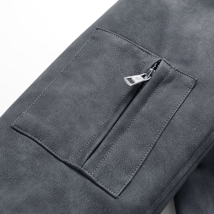 Men's synthetic leather jacket in a casual biker style with practical pockets Lisslune
