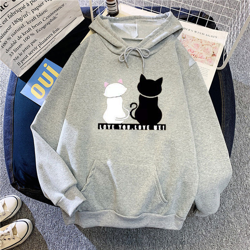 Women's hoodie with cute cat design and casual fit Lisslune