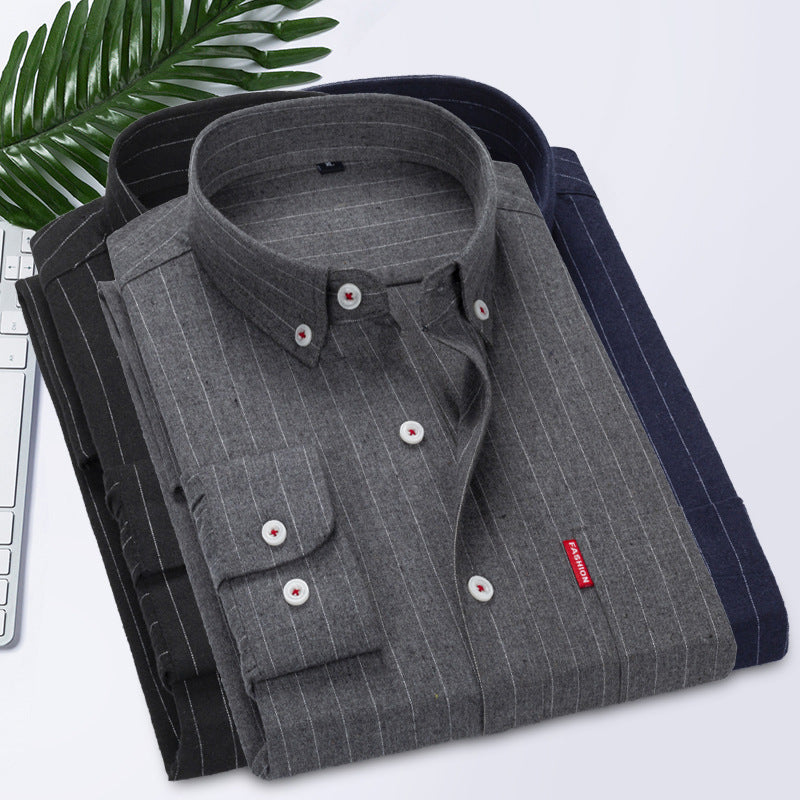 Men's Elegant Long Sleeve Shirt with Finest Striped Pattern Lisslune