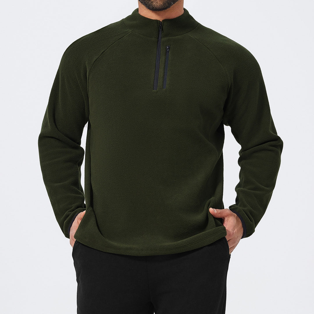 Men's Fleece Pullover with Stand-Up Collar Lisslune