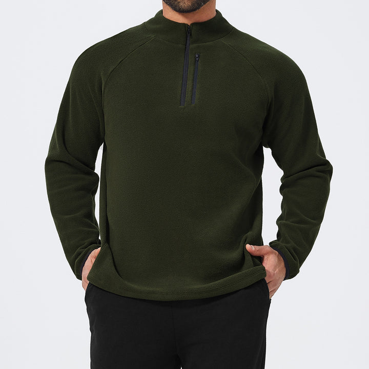 Men's Fleece Pullover with Stand-Up Collar Lisslune