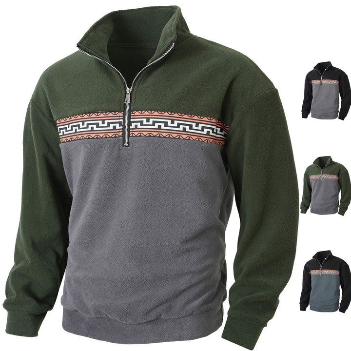 Men's fleece pullover with modern zipper and creative design Lisslune