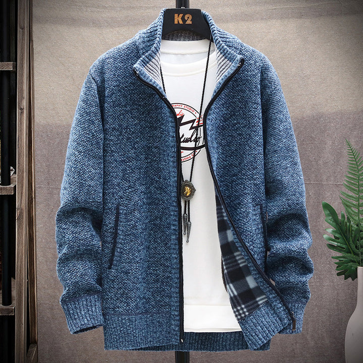 Men's cardigan with stand-up collar and pockets Lisslune