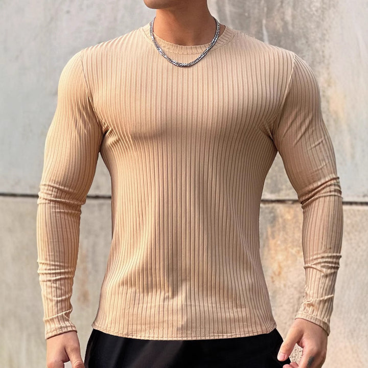 Men's long-sleeve shirt with textured ribbed pattern and sporty fit Lisslune