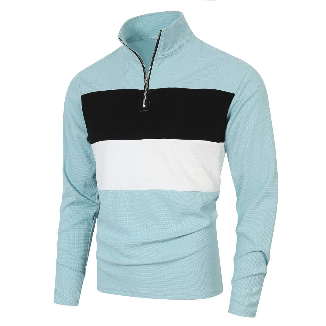 Men's sporty pullover with stand-up collar and deep zipper Lisslune