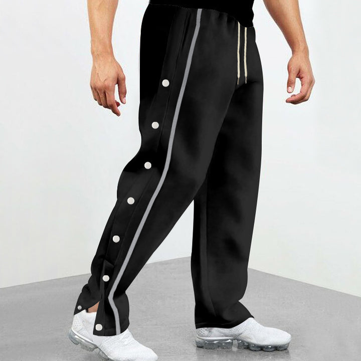 Men's sporty leisure pants with side print and three press studs Lisslune