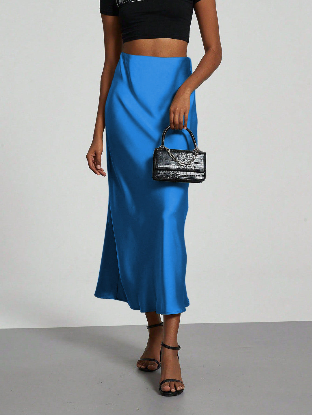 Damen Elegante und fließende Satin Maxiröcke Lisslune