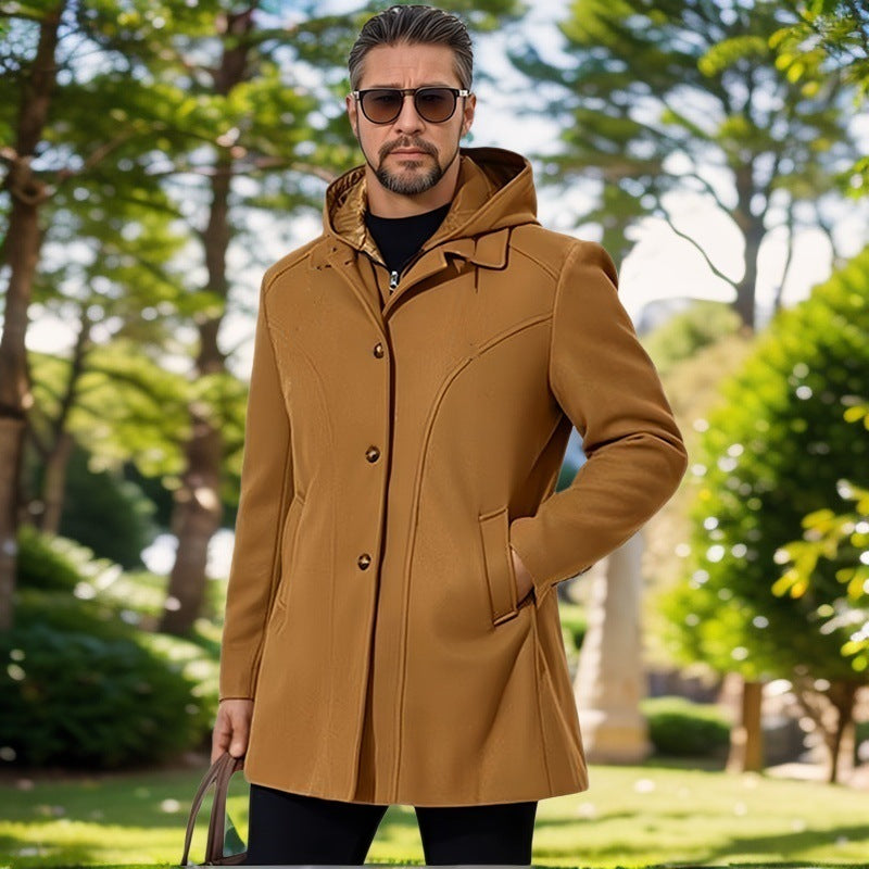 Men's elegant transitional jacket with hood and flared darts Lisslune