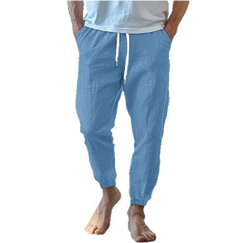 Men's casual linen pants with elastic waistband and practical pockets Lisslune