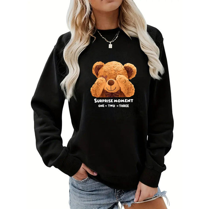 Women's leisure sweater with cute bear design Lisslune