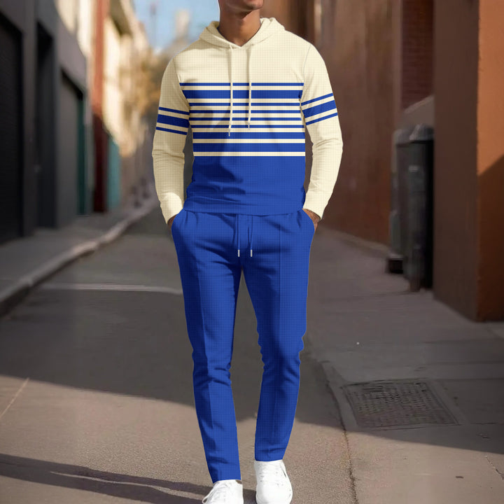 Men's Sporty Hoodie with Textured Design and Fashionable Stripes Lisslune