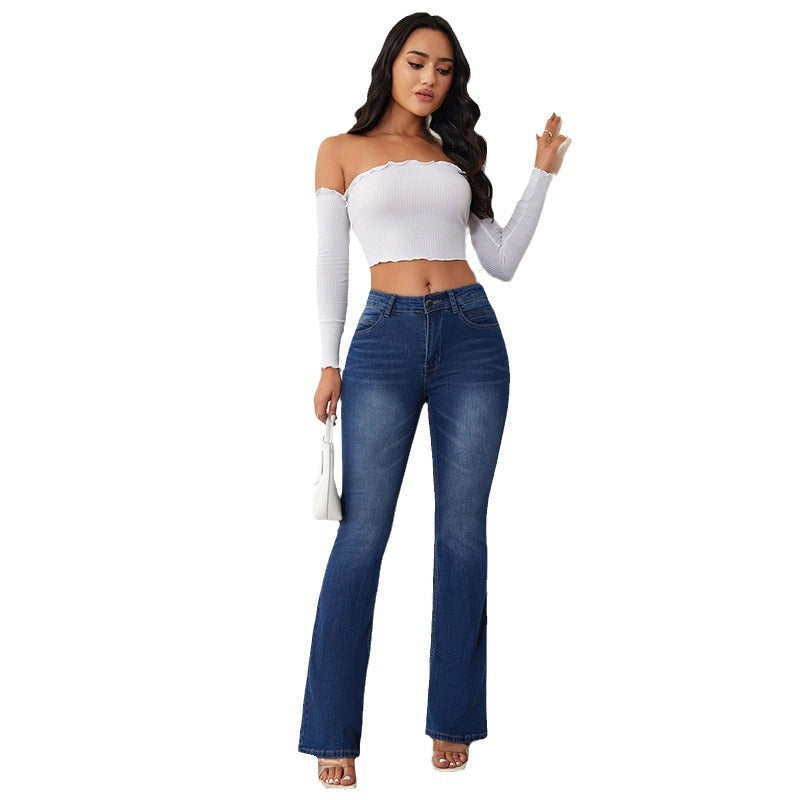 Women's Flared Jeans with High Waist and Comfortable Fit Lisslune