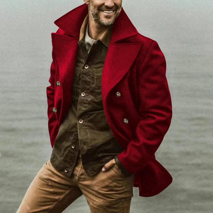 Men's Elegant Wool Peacoat Lisslune