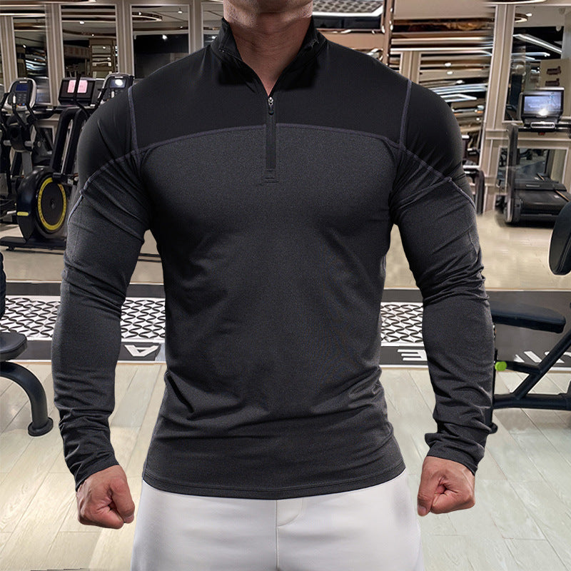 Men's functional long-sleeve shirt with high collar and zipper Lisslune