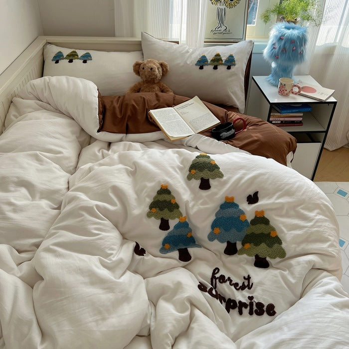 Rynx | New Style Fresh Towel Embroidery Set Skin-friendly Washed Cotton Cute Cartoon Four-piece Set Girl Heart Kit