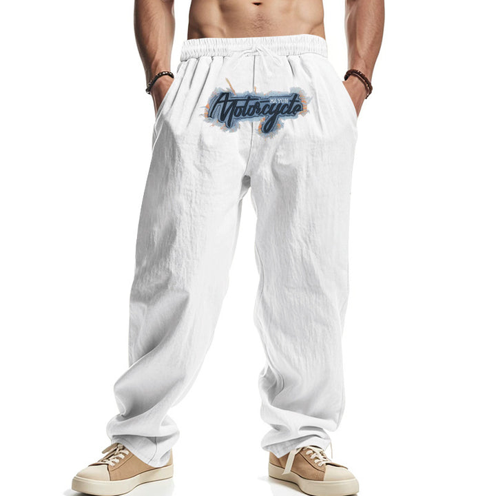 Men's Comfortable Leisure Pants with Elastic Waistband and Side Pockets Lisslune