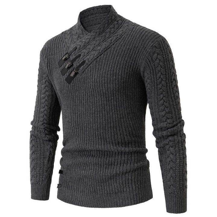 Men's knit sweater with elegant shawl collar and cable pattern Lisslune