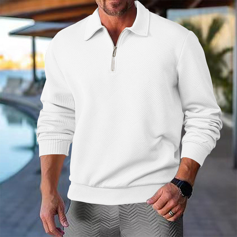 Men's knit sweater with short zip front and textured design Lisslune