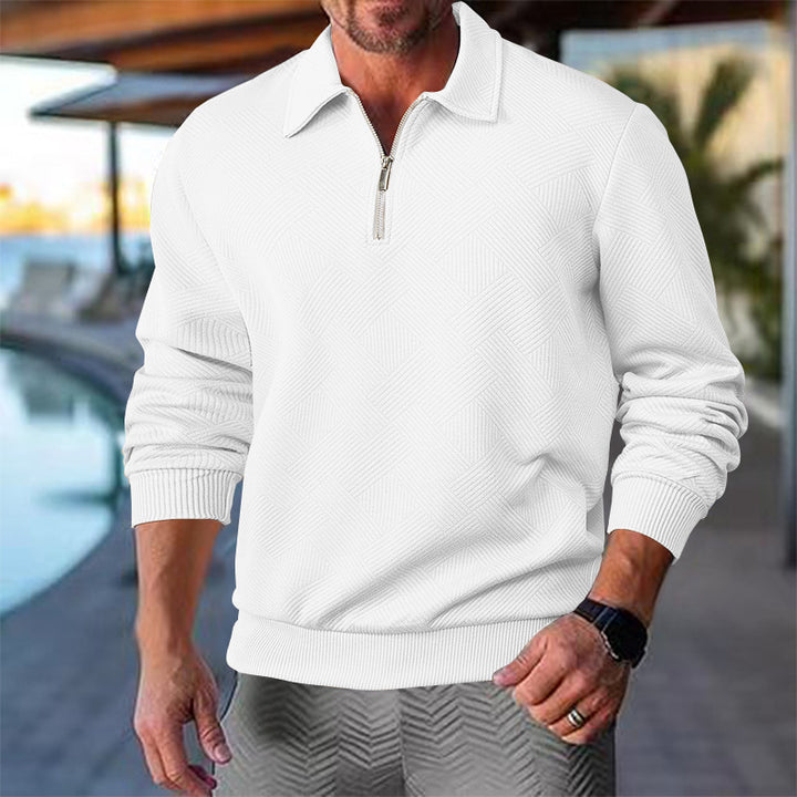 Men's knit sweater with short zip front and textured design Lisslune