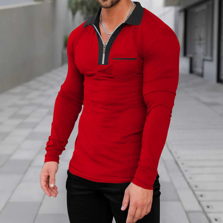 Men's long sleeve with modern stand-up collar and zipper Lisslune