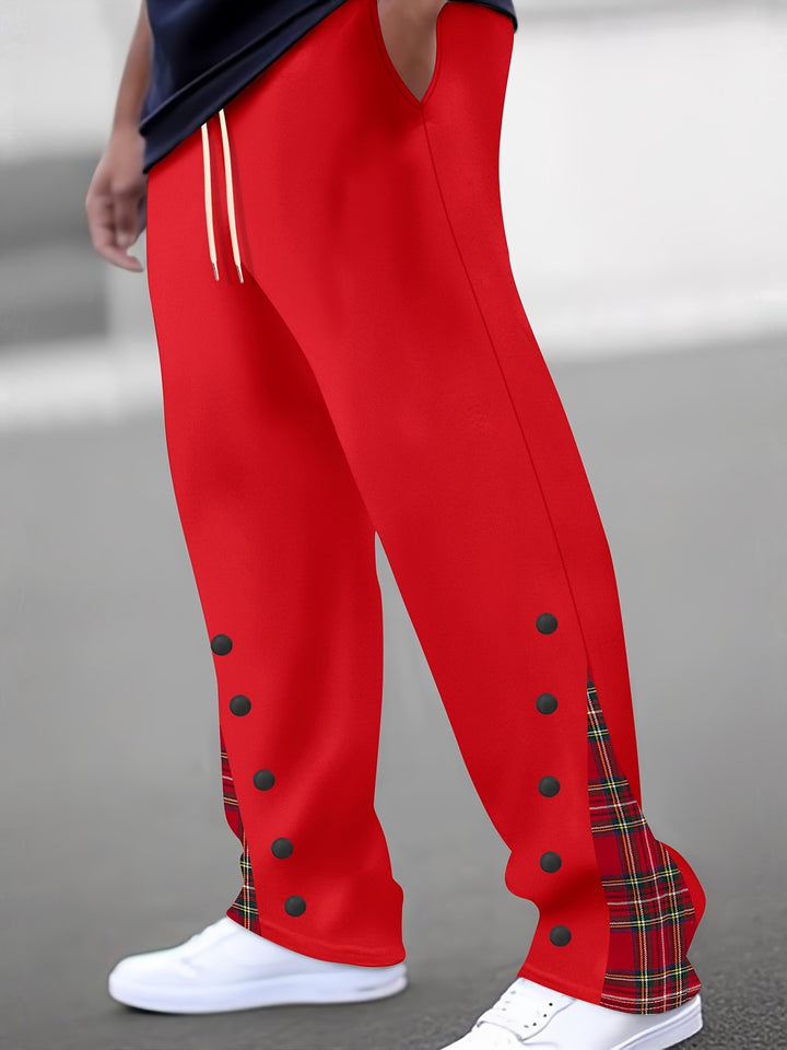 Men's Sporty Jogging Pants with Contrasting Snap Buttons and Breathable Fabric Lisslune