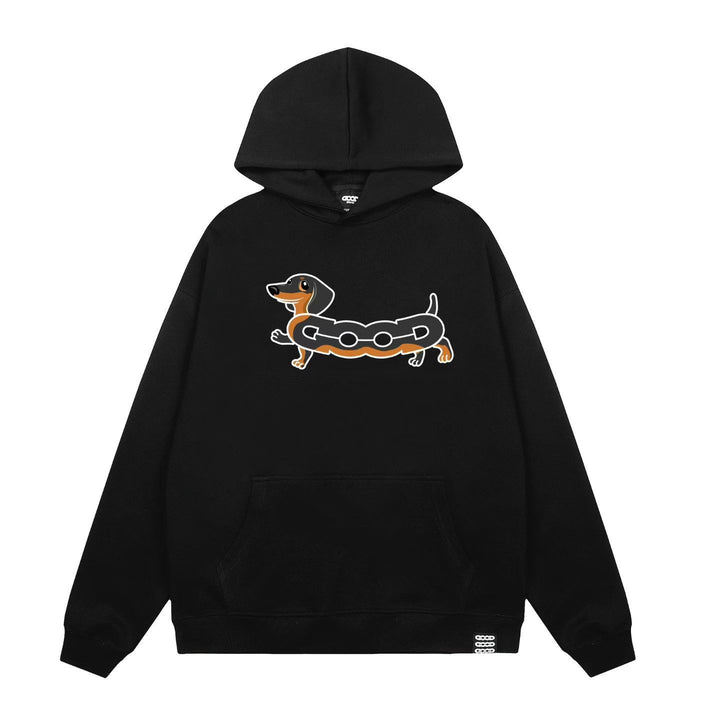 Women's hooded sweatshirt with charming dog screen print Lisslune