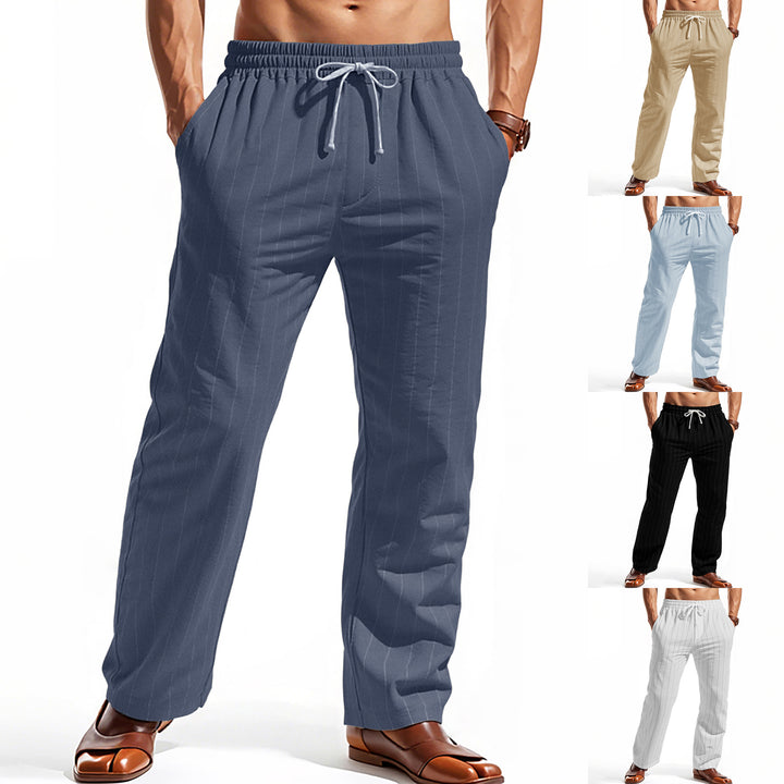 Men's casual leisure pants with elastic waistband and stylish stripe design Lisslune