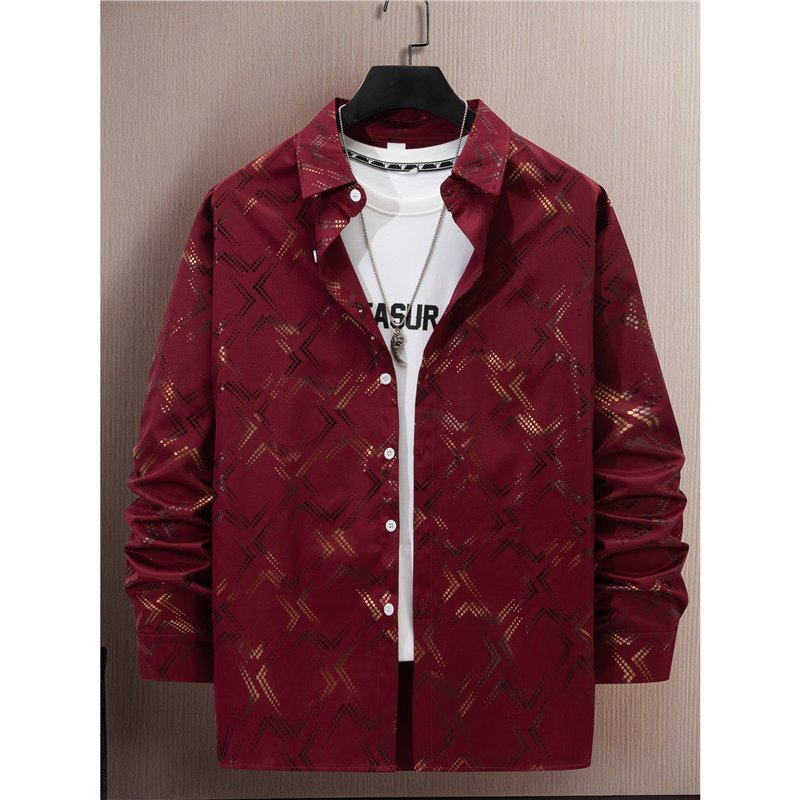 Men's elegant long sleeve shirt with modern pattern and breathable surface Lisslune