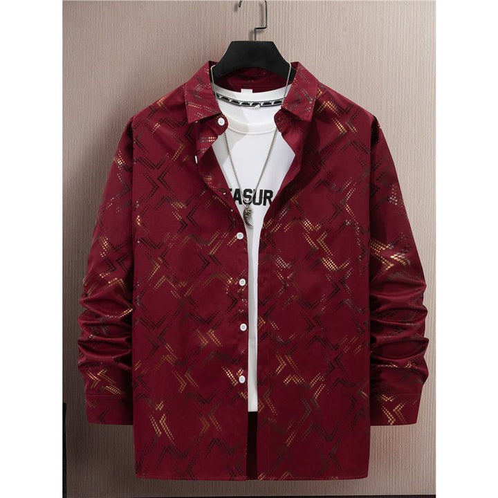 Men's elegant long sleeve shirt with modern pattern and breathable surface Lisslune