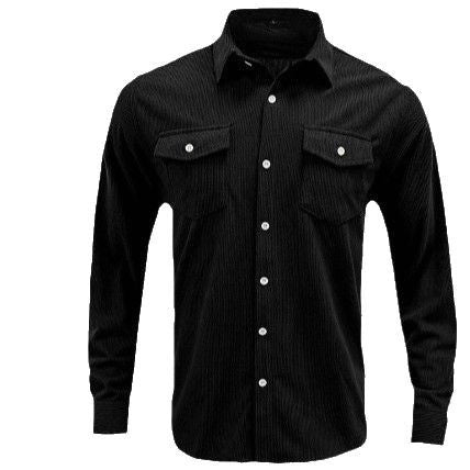 Men's long sleeve shirt with textured fabric and practical flap pockets Lisslune