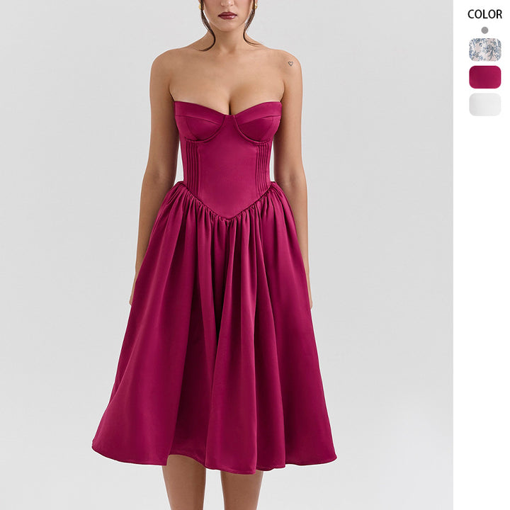 Ladies' couture dress in an off-the-shoulder strap design with a voluminous skirt Lisslune
