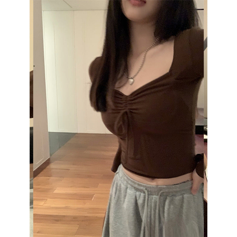 Women's Cropped Long Sleeve Shirt with Eye-catching Knot Detail Lisslune