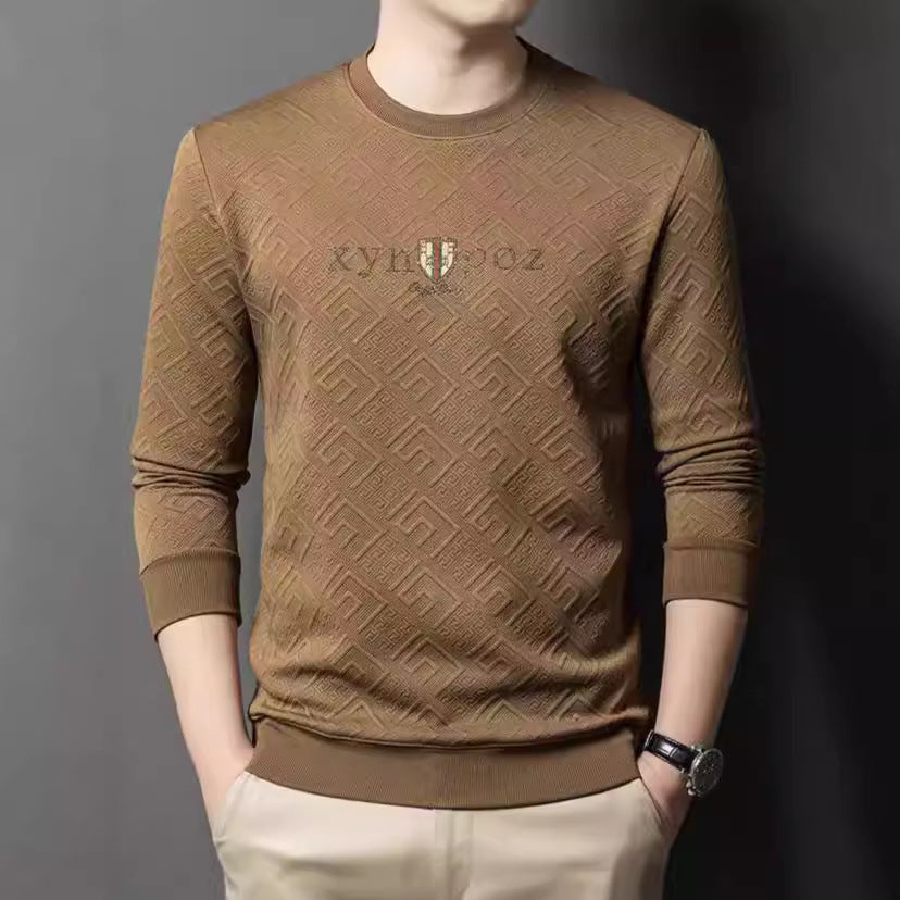 Men's high-quality round neck pullover made of elastic cotton blend Lisslune