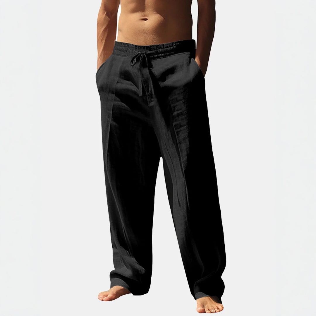 Men's casual linen pants with elastic waist and side pockets Lisslune